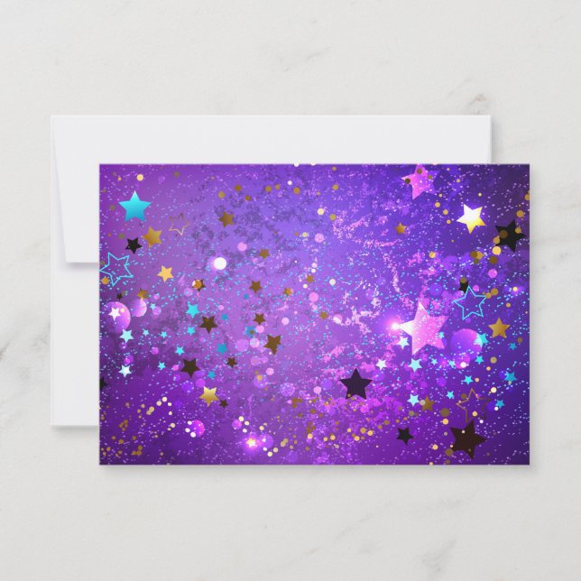 Purple foil background with Stars Thank You Card (Front)