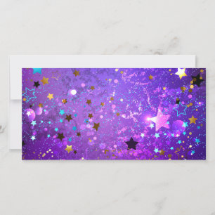Purple foil background with Stars Thank You Card