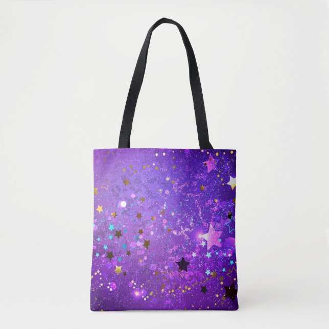 Purple foil background with Stars Tote Bag (Front)