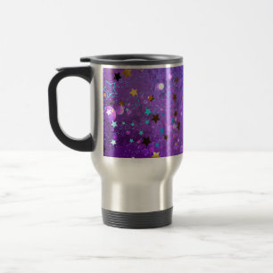 Purple foil background with Stars Travel Mug