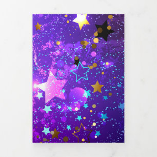Purple foil background with Stars Tri-Fold Card