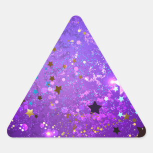 Purple foil background with Stars Triangle Sticker