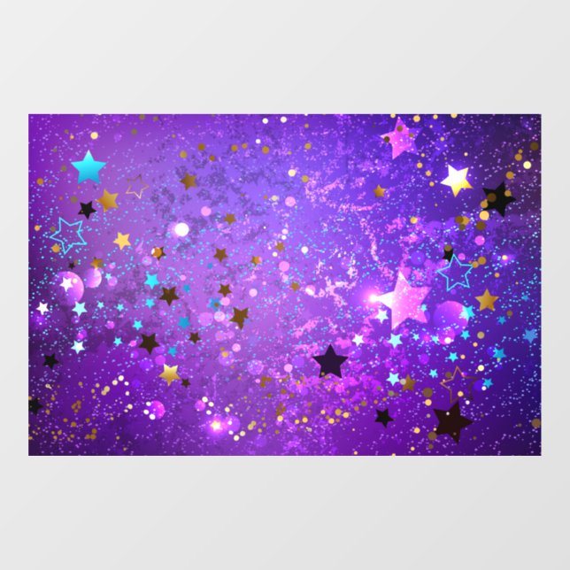 Purple foil background with Stars Window Cling (Sheet)