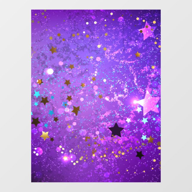 Purple foil background with Stars Window Cling (Sheet)