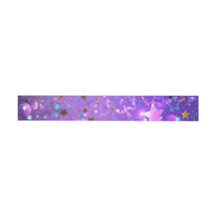 Purple foil background with Stars Wrap Around Label