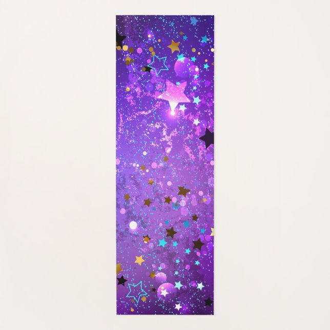 Purple foil background with Stars Yoga Mat (Front)