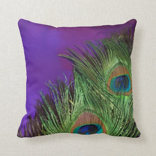 Image of Purple Foil Peacock Cushion