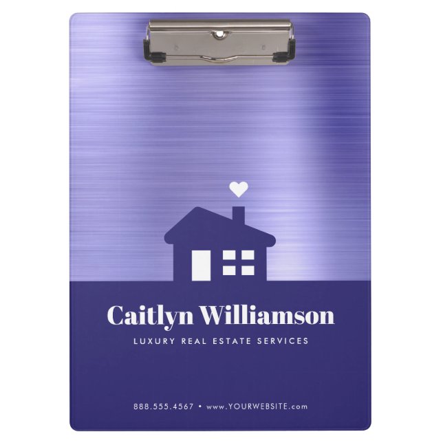 Purple Foil Real Estate Broker House Professional Clipboard (Front)