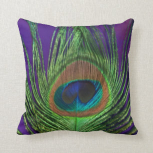 Purple Foil Single Peacock Cushion