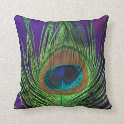 Image of Purple Foil Single Peacock Cushion