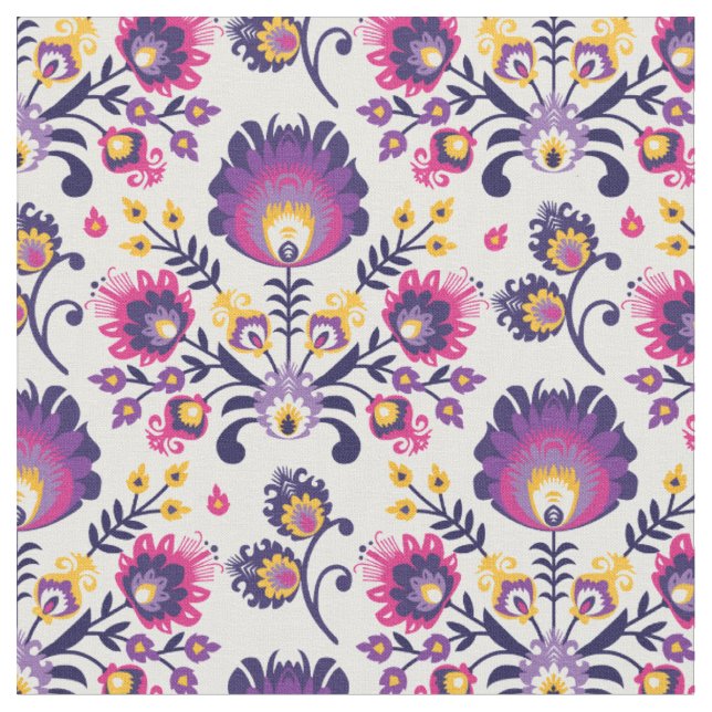 Purple folklore composition 1 fabric (Close Up)