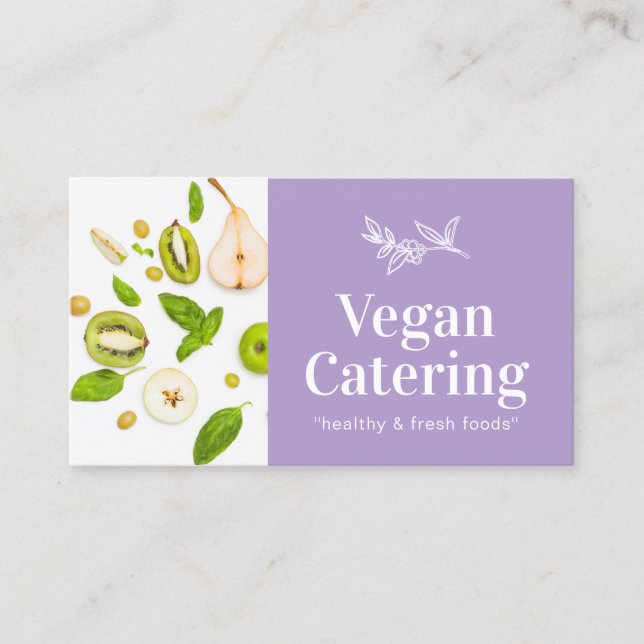 Purple Food Healthy Nutrition Organic Vegan Bakery Business Card (Front)