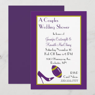 Purple Football Couples Wedding Shower Invitation