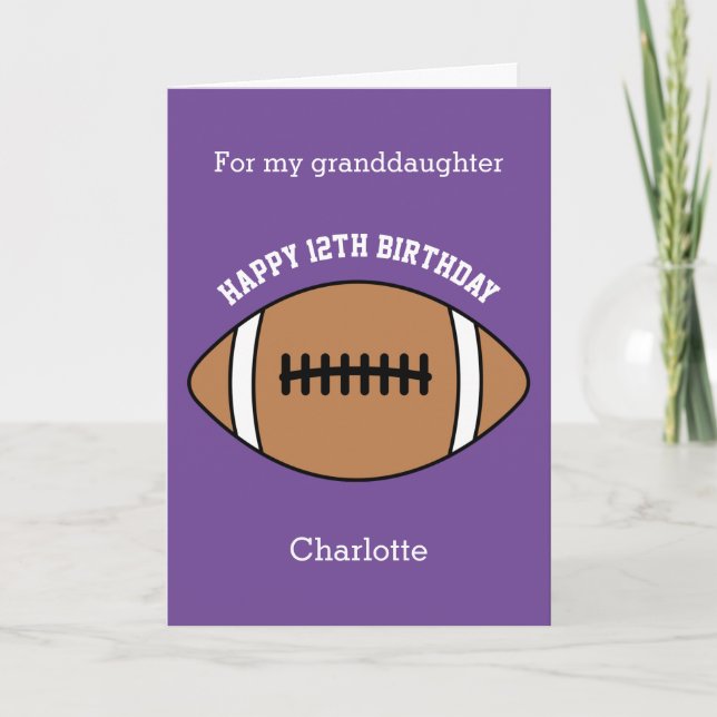 Purple Football Sport 12th Birthday Card (Front)