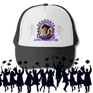 Purple Football Themed Photo Graduate Trucker Hat