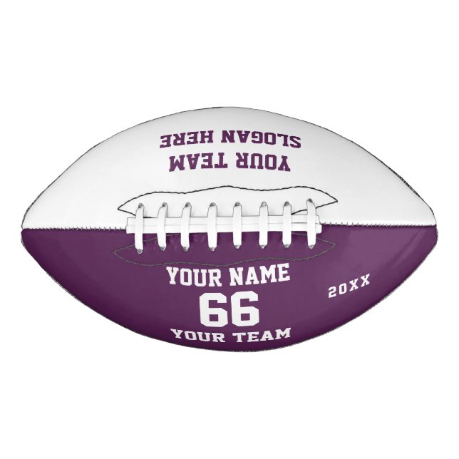 Purple Football with Name, Number, Team American Football (Front)