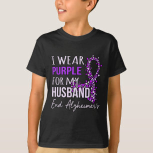 Purple For Husband Alzheimerheimer's Awareness Rib T-Shirt