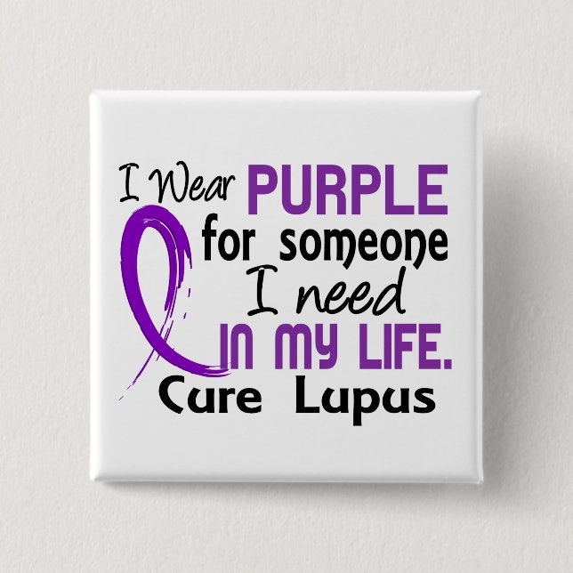 Purple For Someone I Need Lupus 15 Cm Square Badge (Front)