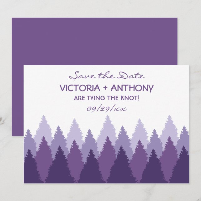 Purple Forest Range Woodland Wedding Save The Date (Front/Back)