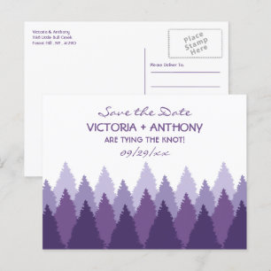 Purple Forest Range Woodland Wedding Save The Date Postcard