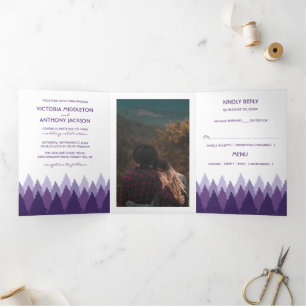 Purple Forest Range Woodland Wedding Suite Tri-Fold Invitation