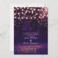 Purple Forest Sunset String Lights Rustic Wedding