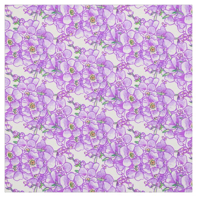 Purple forget-me-nots floral pattern fabric (Swatch)