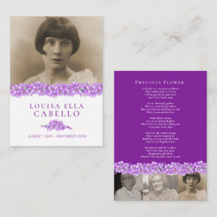 Purple forget-me-nots photo poem funeral card