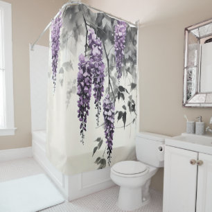 Purple Fowers Nature Ink Shower Curtain