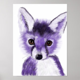 Purple Fox Nursery Painting Poster