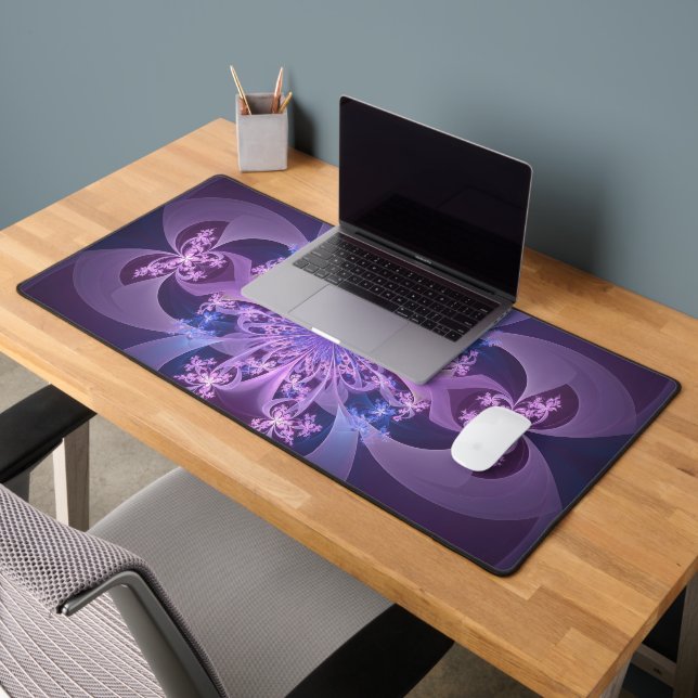 Purple Fractal Bloom Abstract Desk Mat (Office 2)