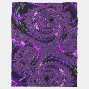 Purple Fractal Fleece Blanket