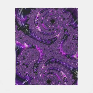 Purple Fractal Fleece Blanket