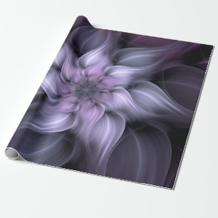 Purple fractal flower pattern, decorative floral wrapping paper