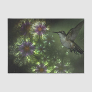 Purple Fractal Flowers and Hummingbird Tissue Paper