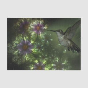 Purple Fractal Flowers and Hummingbird Tissue Paper