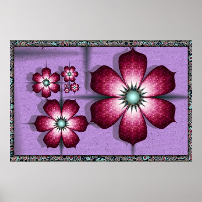 Purple Fractal Flowers Poster (Front)