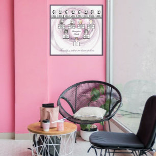 Purple Fractal Heart Oval Photos Family Tree Canvas Print