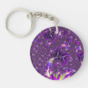 Purple Fractal Key Ring