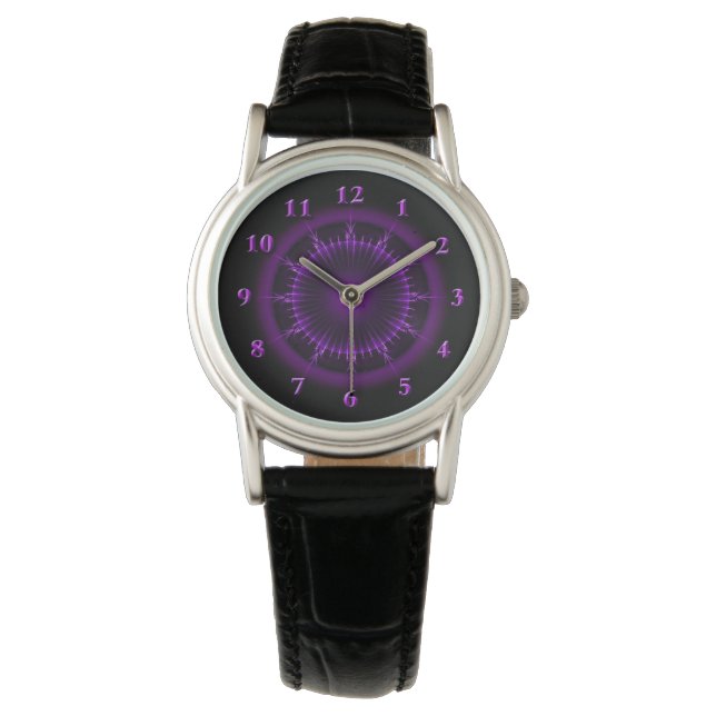 Purple Fractal Mandala (49)  eWatch Wristwatch (Front)