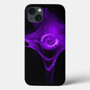 PURPLE FRACTAL ROSE IN BLACK iPhone 13 CASE