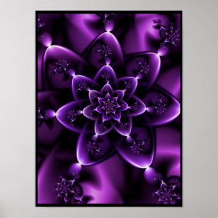 Purple Fractal Rose Poster