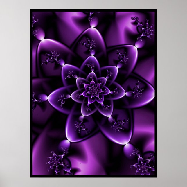Purple Fractal Rose Poster (Front)
