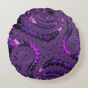 Purple Fractal Round Cushion