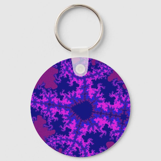 Purple Fractal Splash Key Ring (Front)