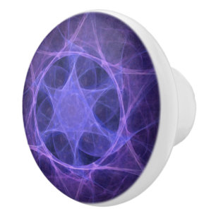 Purple Fractal Star Of David Ceramic Knob