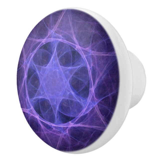 Purple Fractal Star Of David Ceramic Knob (Right)