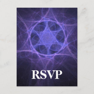 Purple Fractal Star Of David RSVP Card