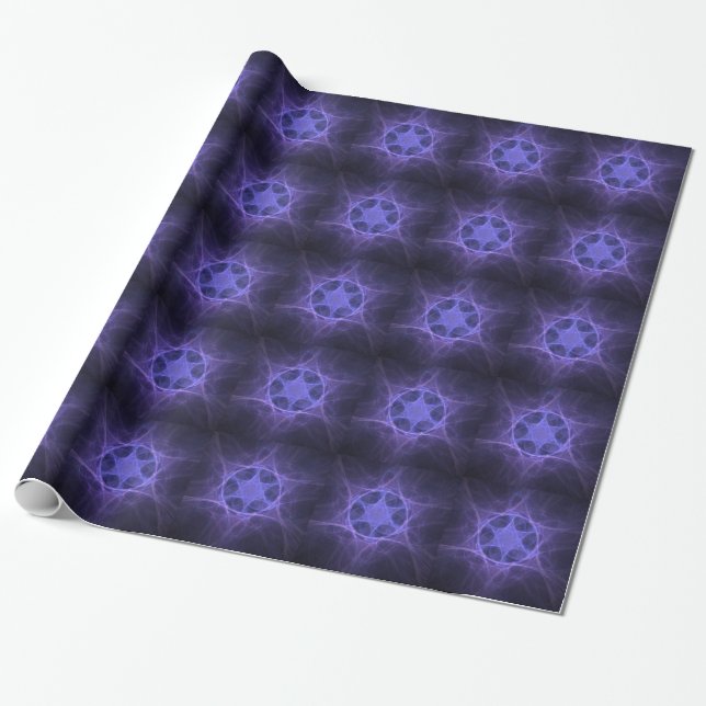 Purple Fractal Star Of David Wrapping Paper (Unrolled)