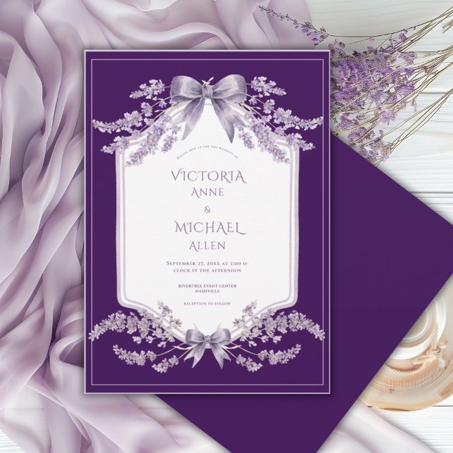 Purple Frame Floral Elegant Wedding Invitation (Creator Uploaded)